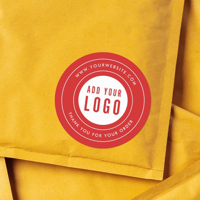 Sticker Rond Bordure moderne Ajouter votre logo Merci Couleur p (Créateur téléchargé)