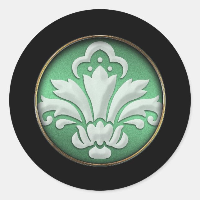 Sticker Rond Bordure noire blanche Damas vert (Devant)