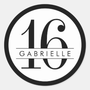 Sticker Rond Bordure noire et blanche Anniversaire Favoriser Ét
