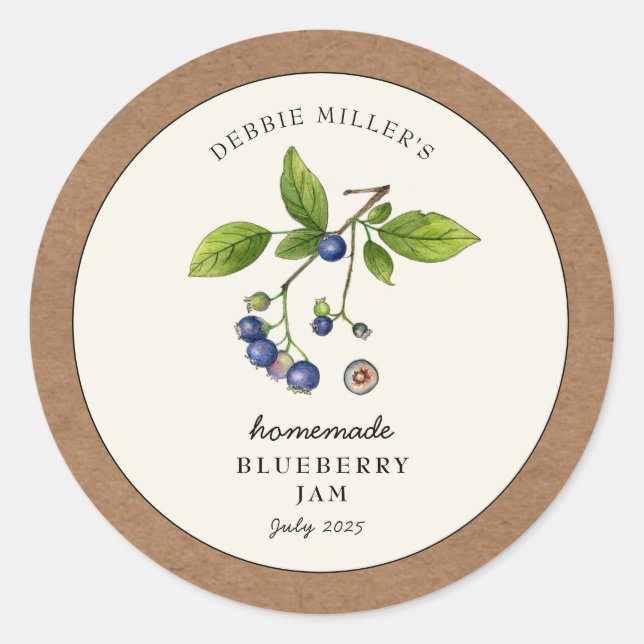 Sticker Rond Bordure papier Blueberry Jam Kraft (Devant)