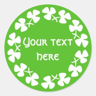Sticker Rond Bordure Shamrock blanche Ajouter un texte