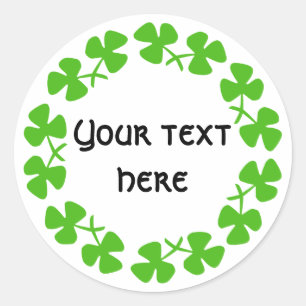 Sticker Rond Bordure Shamrock verte Ajouter un texte