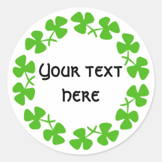 Sticker Rond Bordure Shamrock verte Ajouter un texte