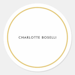 Sticker Rond Bordures couleur or Blanc minimaliste professionne