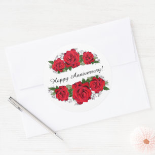 Sticker Rond Bordures de photographie de rose rouge personnalis
