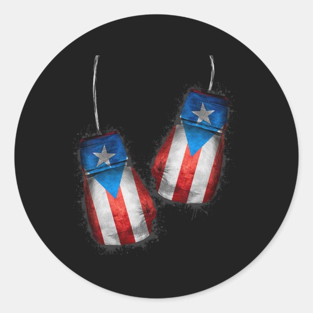 Sticker Rond Boricua Boxers Ventilateurs de boxe Gants de chemi (Devant)