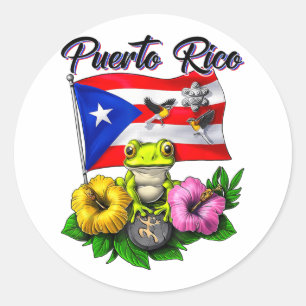 Sticker Rond Boricua Coqui Frog Taino Porto Rico Porto Rico