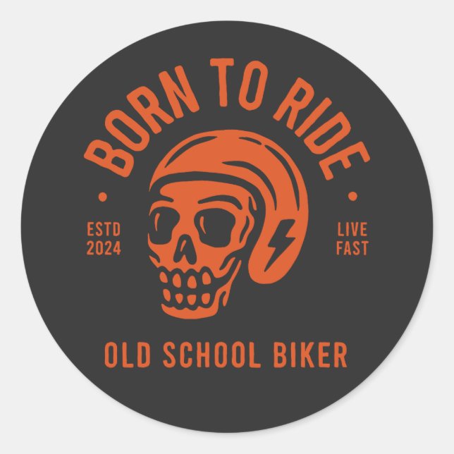 Sticker Rond Born to Ride (Devant)