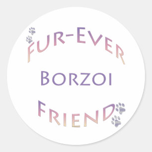 Sticker Rond Borzoi Furever