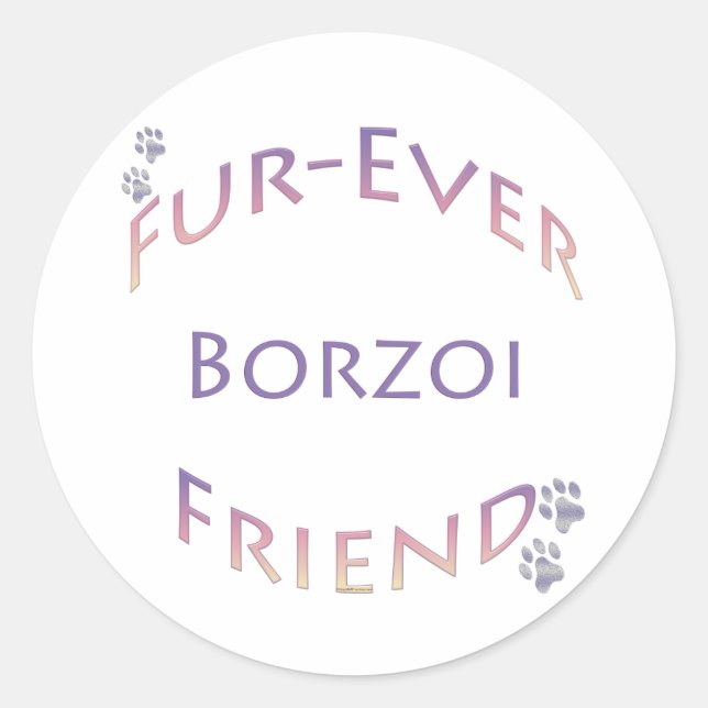 Sticker Rond Borzoi Furever (Devant)
