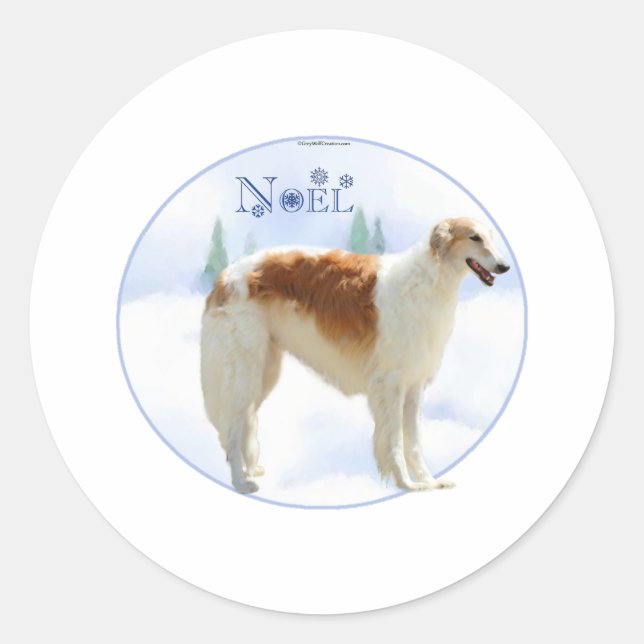 Sticker Rond Borzoi Noel (Devant)