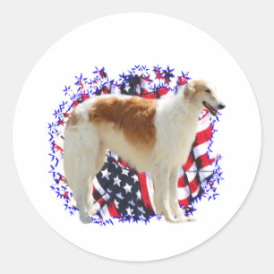 Sticker Rond Borzoi Patriot