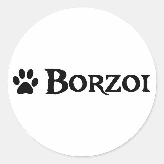 Sticker Rond Borzoi (style pirate avec empreinte digitale) (Devant)