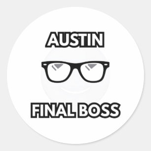 Sticker Rond Boss final d'Austin Emoji cool