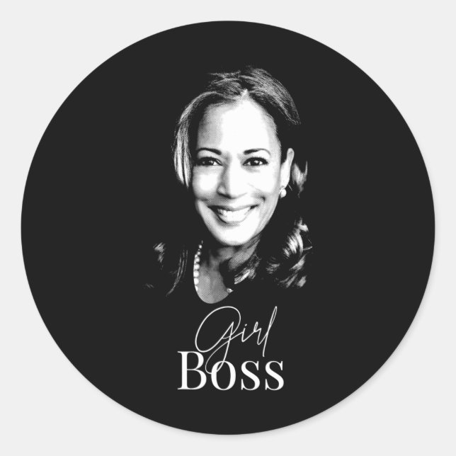Sticker Rond Boss Kamala Harris For Liberal Democrats 1 (Devant)