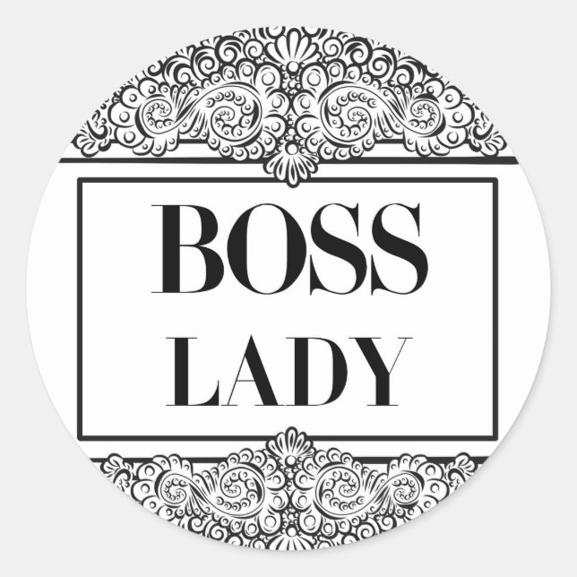 Sticker Rond Boss Lady - Élégante autonomisation (Devant)