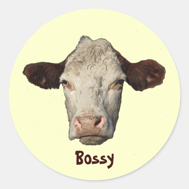 Sticker Rond Bossy la vache (Devant)