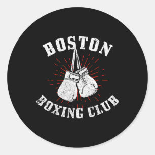 Sticker Rond Boston Boxing Club Gants de boxe en état de détres