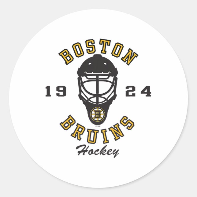 Sticker Rond Boston Bruins Hockey Mask Gray Officially Licensed (Devant)