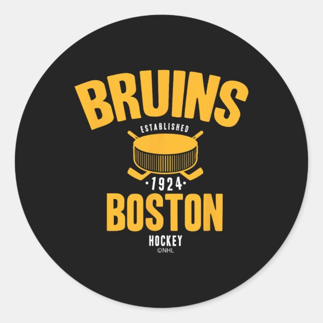 Sticker Rond Boston Bruins Hockey Puck Black Officially License (Devant)