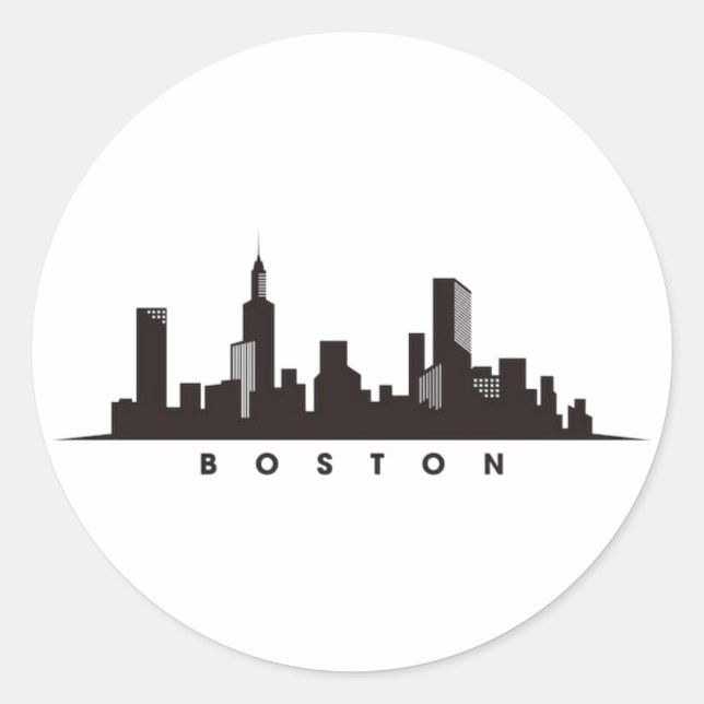 Sticker Rond Boston City Skyline, boston ma skyline (Devant)