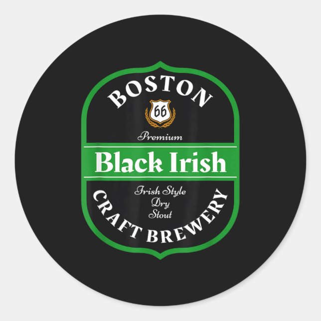 Sticker Rond Boston Craft Brewery Boston Black Irish Stout Nove (Devant)