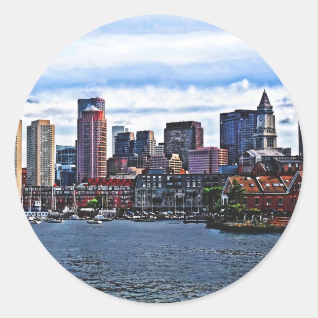 Sticker Rond Boston MA - Port intérieur (Devant)