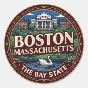Sticker Rond Boston Massachusetts Capitale Nouvelle-Angleterre