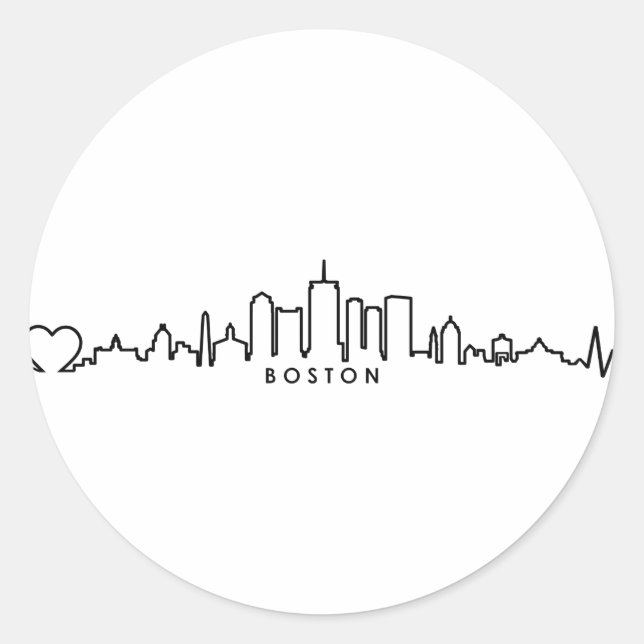Sticker Rond BOSTON Massachusetts USA City Skyline Silhouette (Devant)