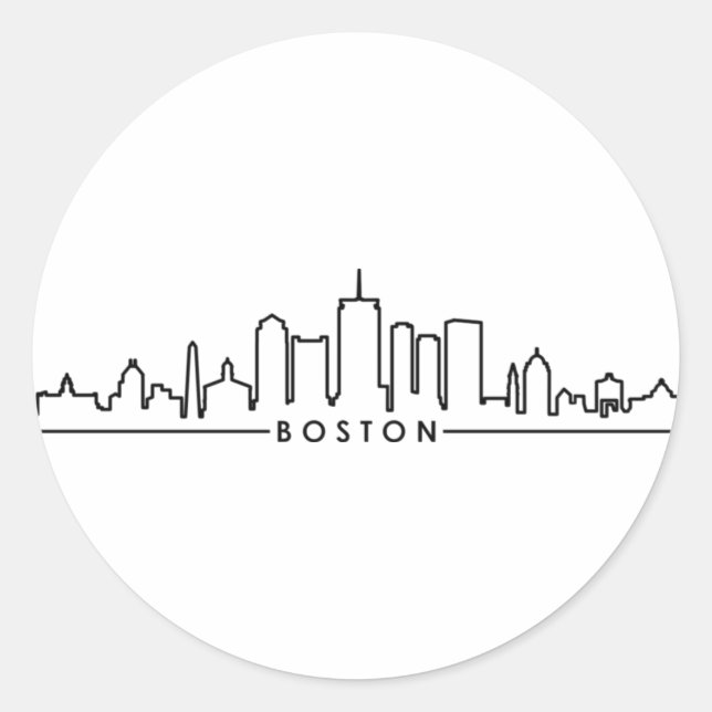 Sticker Rond BOSTON Massachusetts USA City Skyline Silhouette (Devant)