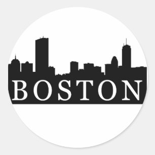 Sticker Rond Boston Skyline