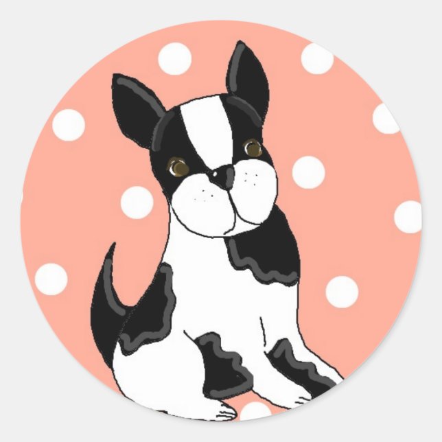 Sticker Rond Boston Terrier (Devant)