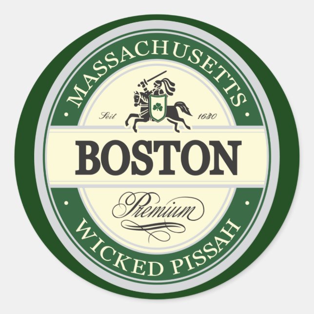 Sticker Rond boston - wicked pissah (Devant)