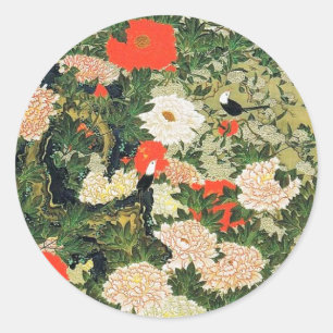 Sticker Rond Botan Shoukinzu Motif de fleurs florales colorées