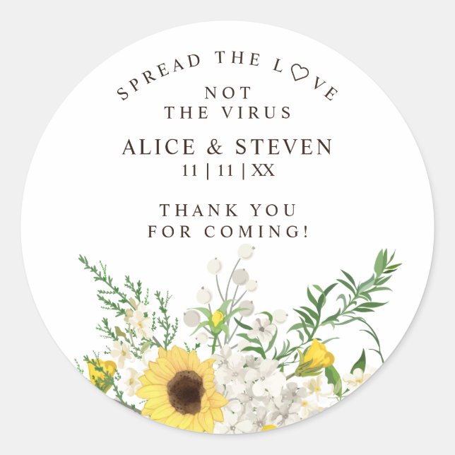 Sticker Rond Botanical Sunflowers & Wildflowers Bouquet Sanitiz (Devant)