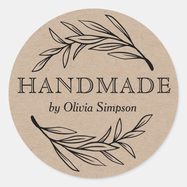 Sticker Rond Botanique artisanale Petite entreprise personnalis (Devant)