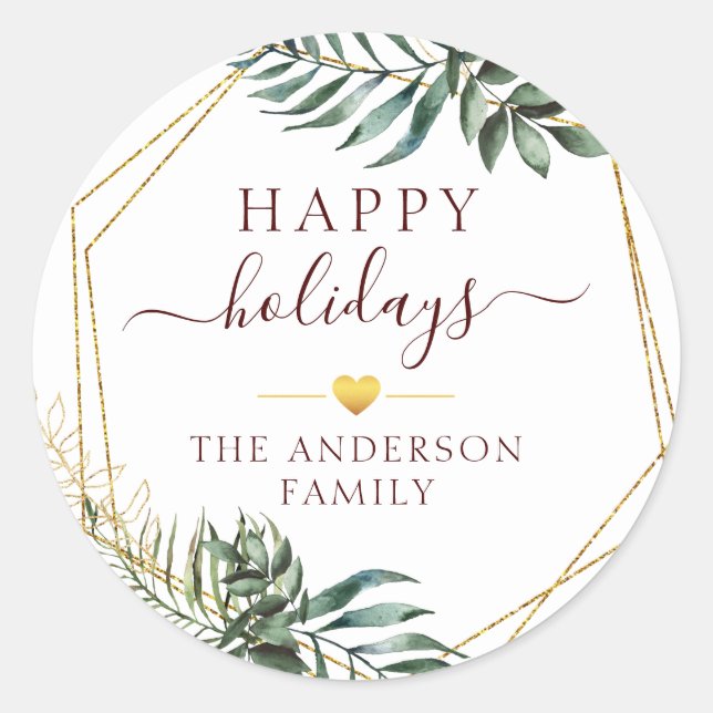 Sticker Rond Botanique de Noël spécifique au client (Devant)