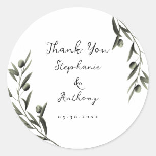 Sticker Rond Botanique Olive Branch Feuille Mariage italien