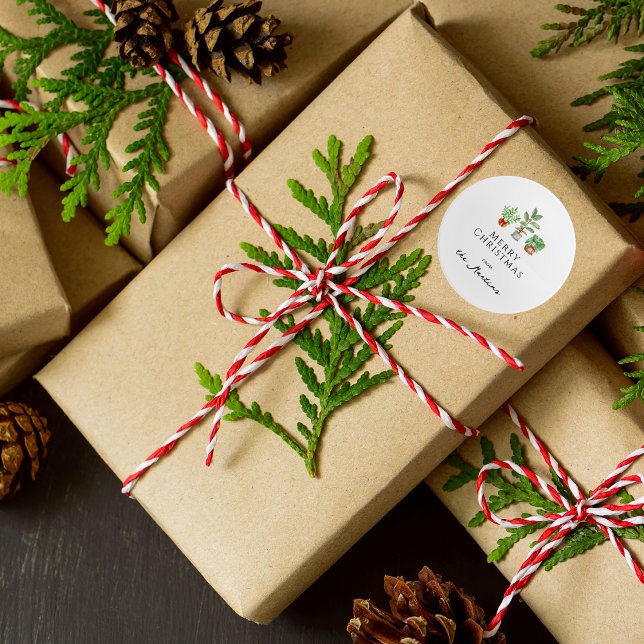 Sticker Rond Botanique végétale aquarelle minimaliste (Créateur téléchargé)