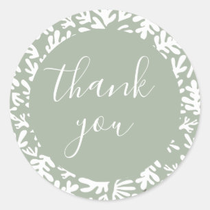 Sticker Rond Botanique Vert Petite entreprise Merci client