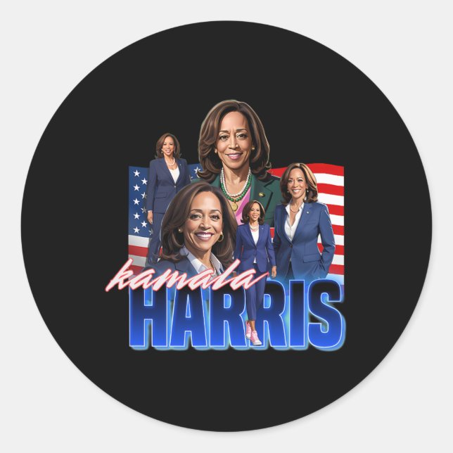 Sticker Rond Botte du drapeau américain Harris (Devant)