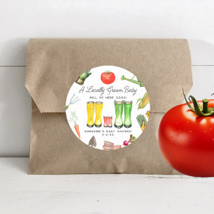 Sticker Rond Botte rouge cultivée localement Baby shower végéta