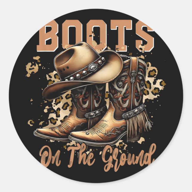 Sticker Rond Bottes Au Sol Boot Cowboy Western Cowgirl _1 (Devant)