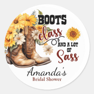 Sticker Rond Bottes Classe et Mariée Cowgirl Bachelorette de Ma