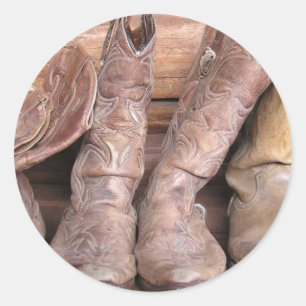 Sticker Rond Bottes Cowboy
