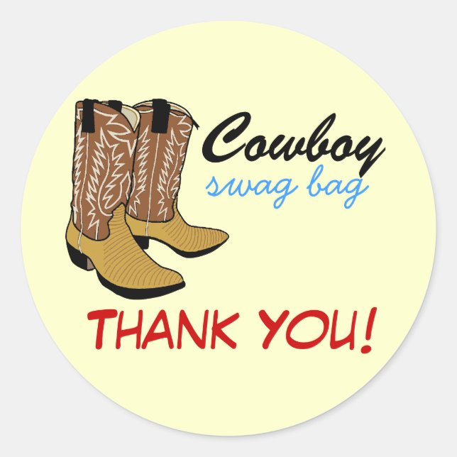 Sticker Rond Bottes Cowboy - Swag Merci (Devant)