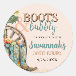 Sticker Rond Bottes de cactus floral rose et Bubbly favorise