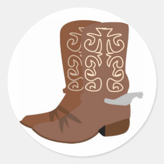 Sticker Rond Bottes de cowboy avec éperons