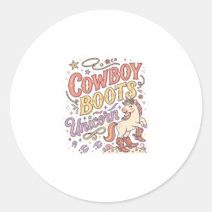 Sticker Rond Bottes de cowboy licorne Licorne Fantaisie Zazzle 