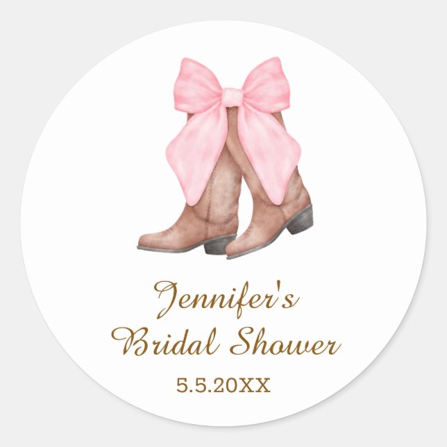 Sticker Rond bottes de cowgirl de mariage avec nœud western  (Devant)